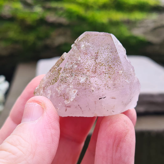 Amethyst Point with Epidote, natural point, from the Sichuan Province, China. 