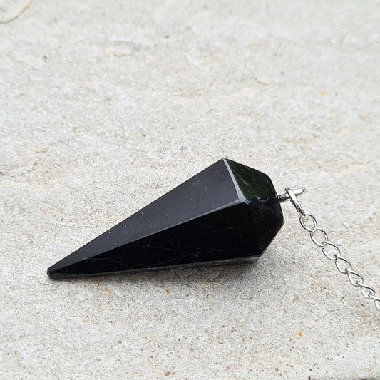 Black Tourmaline Pendulum. Also known as Schorl. Will come in a box or pouch to keep it in.