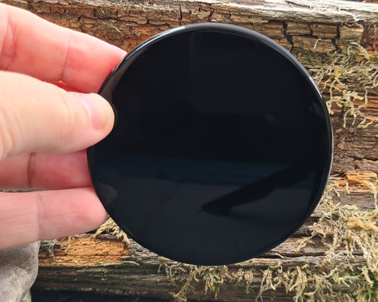 Superb Black Obsidian Mirrors from Mexico. Lovely black reflective black obsidian mirrors. This is the best scrying tool for answering questions and seeing future possibilities. 