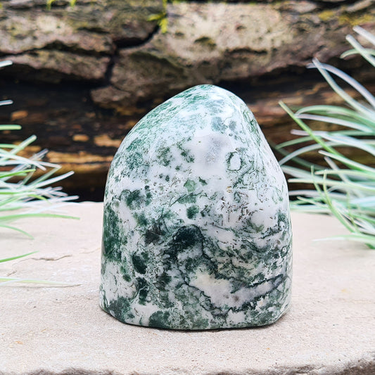 Tree Agate Crystal Freeform from Brazil. Lovely patterned and veined opaque crystal.