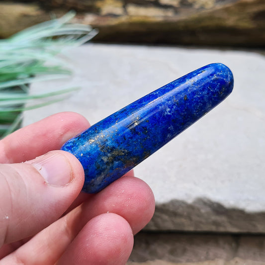 Lapis Lazuli Crystal Wand. (A Grade) Long Drop shape. Bright royal blue with pyrite speckles and minimal white.