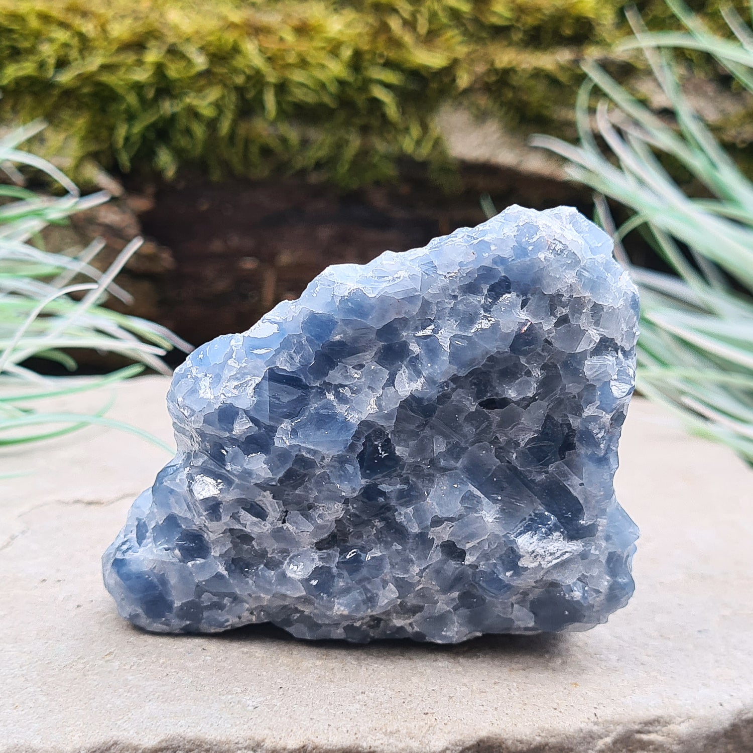 Blue Calcite Crystal, Natural, from Mexico. This is a lovely blue colour calcite crystal.
weight - 163 gm, height - 5.8 cm, length - 5 cm, width - 4.3 cm at widest