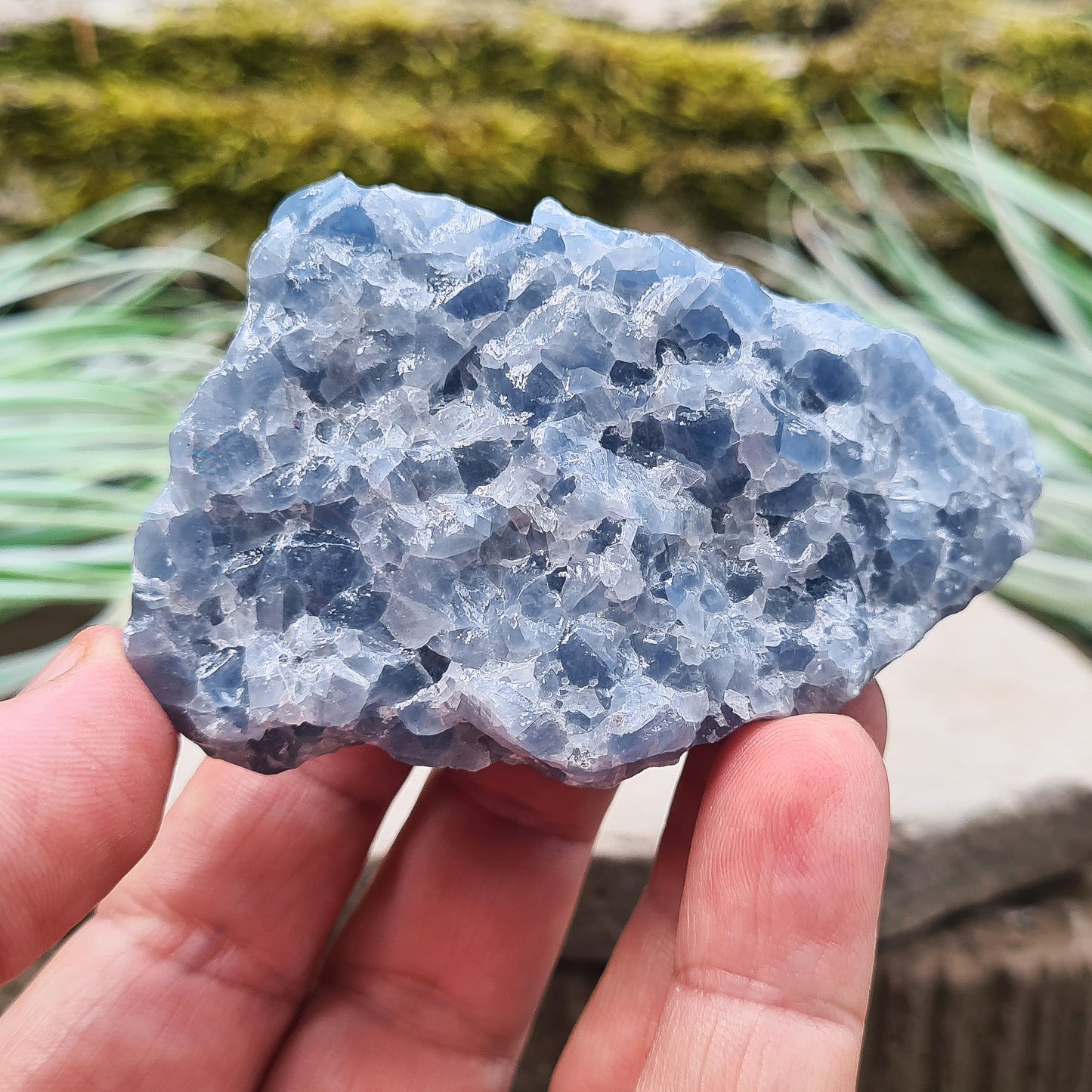 Blue Calcite Crystal, Natural, from Mexico. This is a lovely blue colour calcite crystal.
weight - 163 gm, height - 5.8 cm, length - 5 cm, width - 4.3 cm at widest