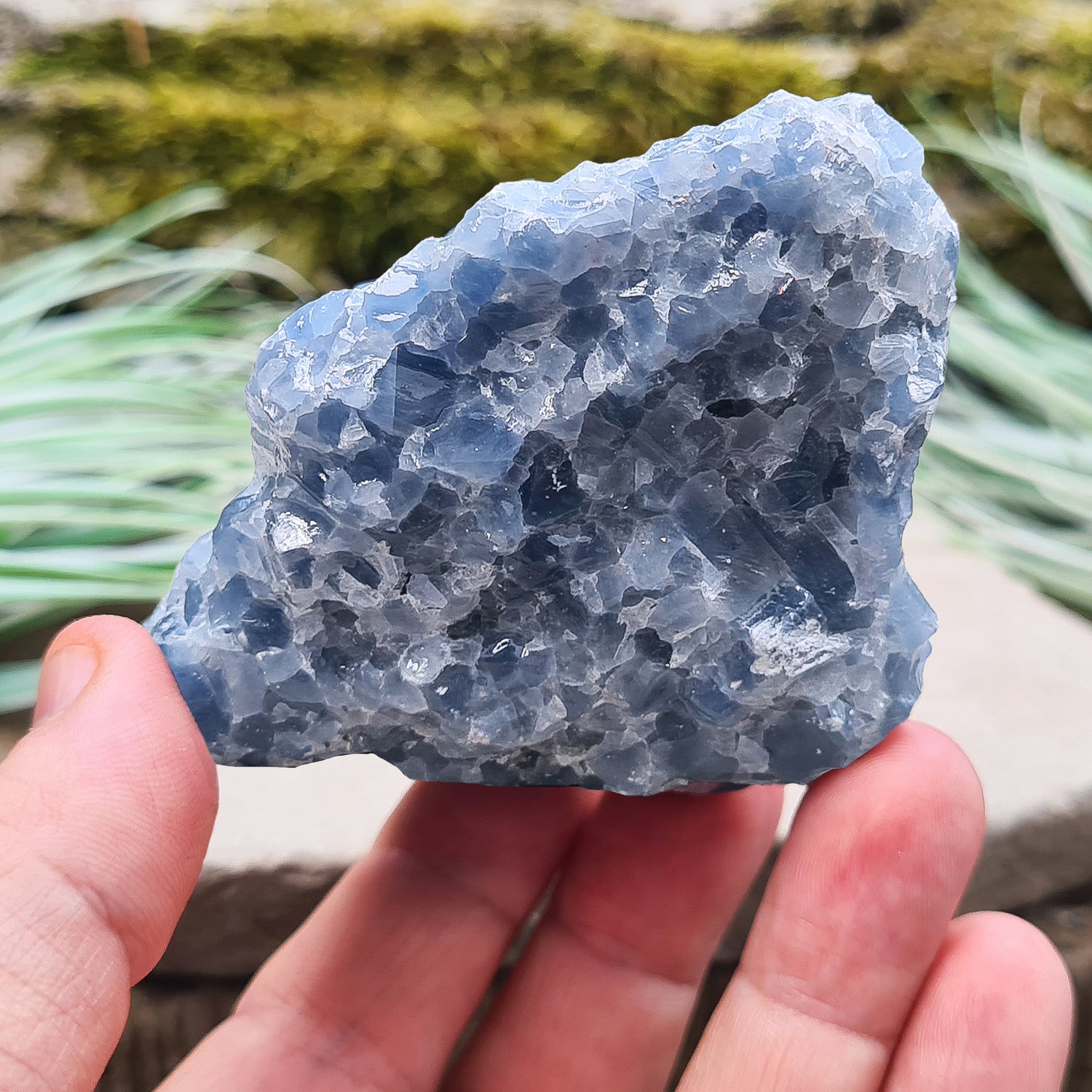 Blue Calcite Crystal, Natural, from Mexico. This is a lovely blue colour calcite crystal.
weight - 163 gm, height - 5.8 cm, length - 5 cm, width - 4.3 cm at widest