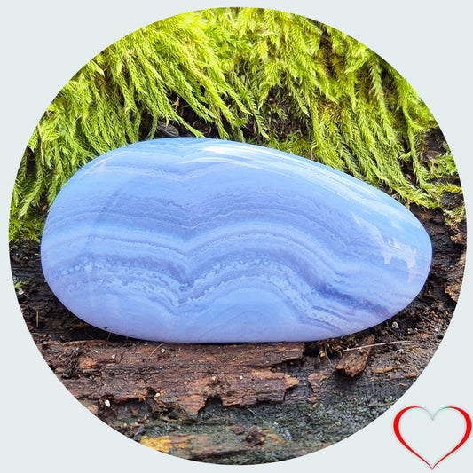 Blue Lace Agate Palm Stone, Crystal