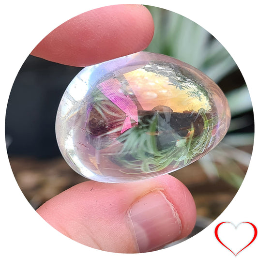 Angel Aura Quartz also known as Opal Aura or Unicorn Aura Quartz has a fabulous Rainbow look to its surface which has been created by permanently bonding Silver and Platinum to Quartz.