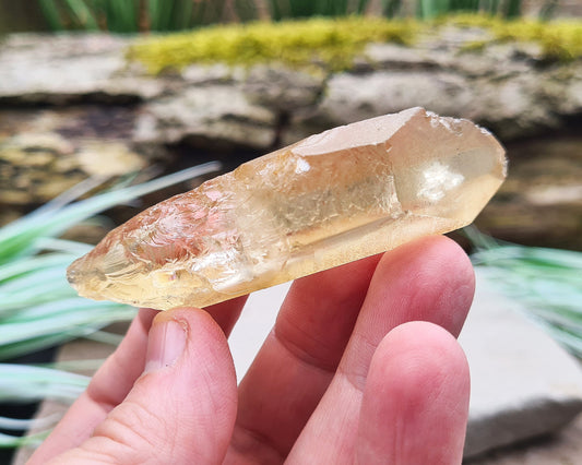 Natural Untreated Citrine Point from Zambia, light honey colour.