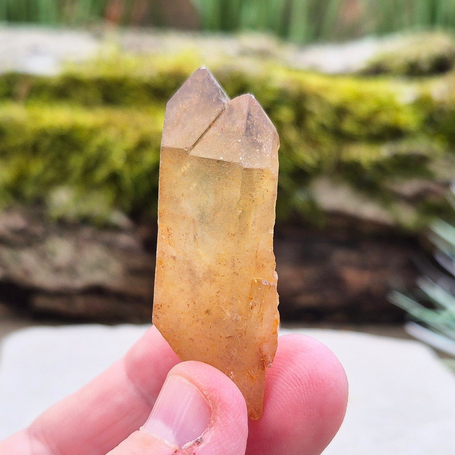 Natural Untreated Citrine Point from Northern Zambia, and has a deep honey colour and double points.