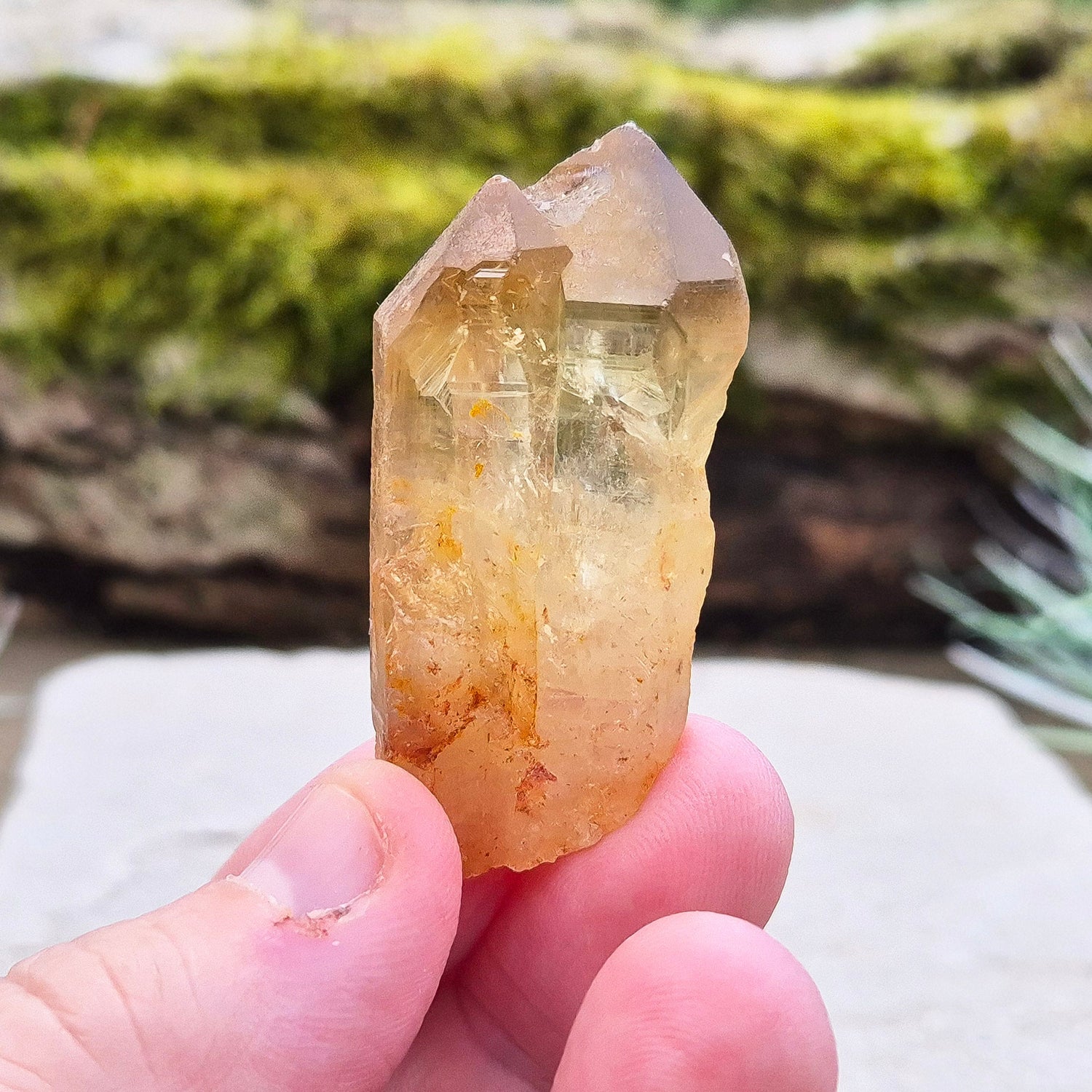 Natural Untreated Citrine Point from Northern Zambia, and has a deep honey colour and double points.