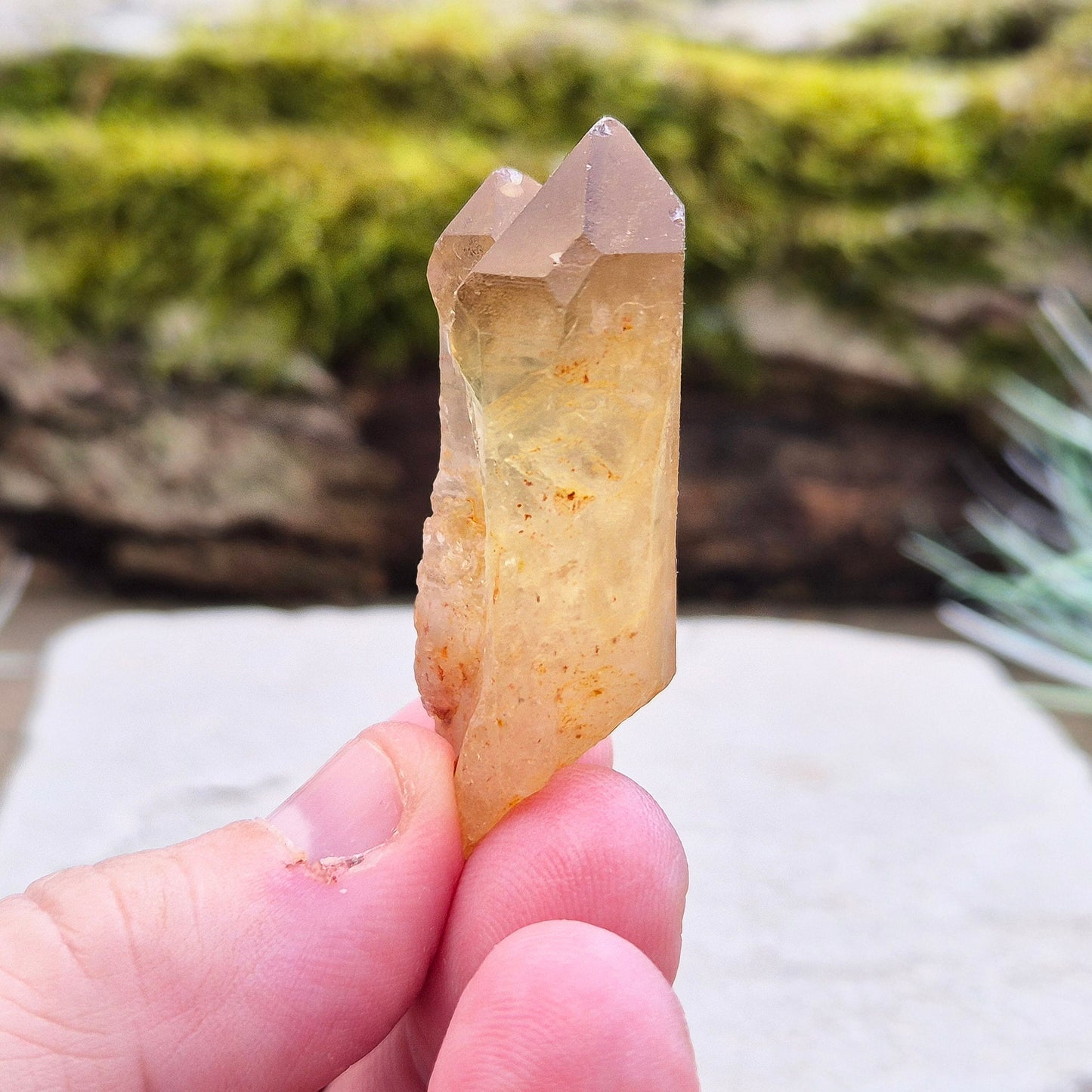 Natural Untreated Citrine Point from Northern Zambia, and has a deep honey colour and double points.