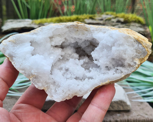 White Quartz Crystal Geode Half