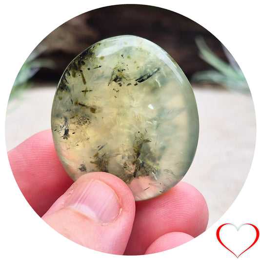 Prehnite with Epidote Palm Stone, Crystal