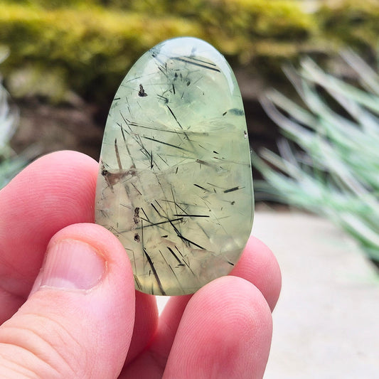 Prehnite with Epidote Crystal Palm Stone