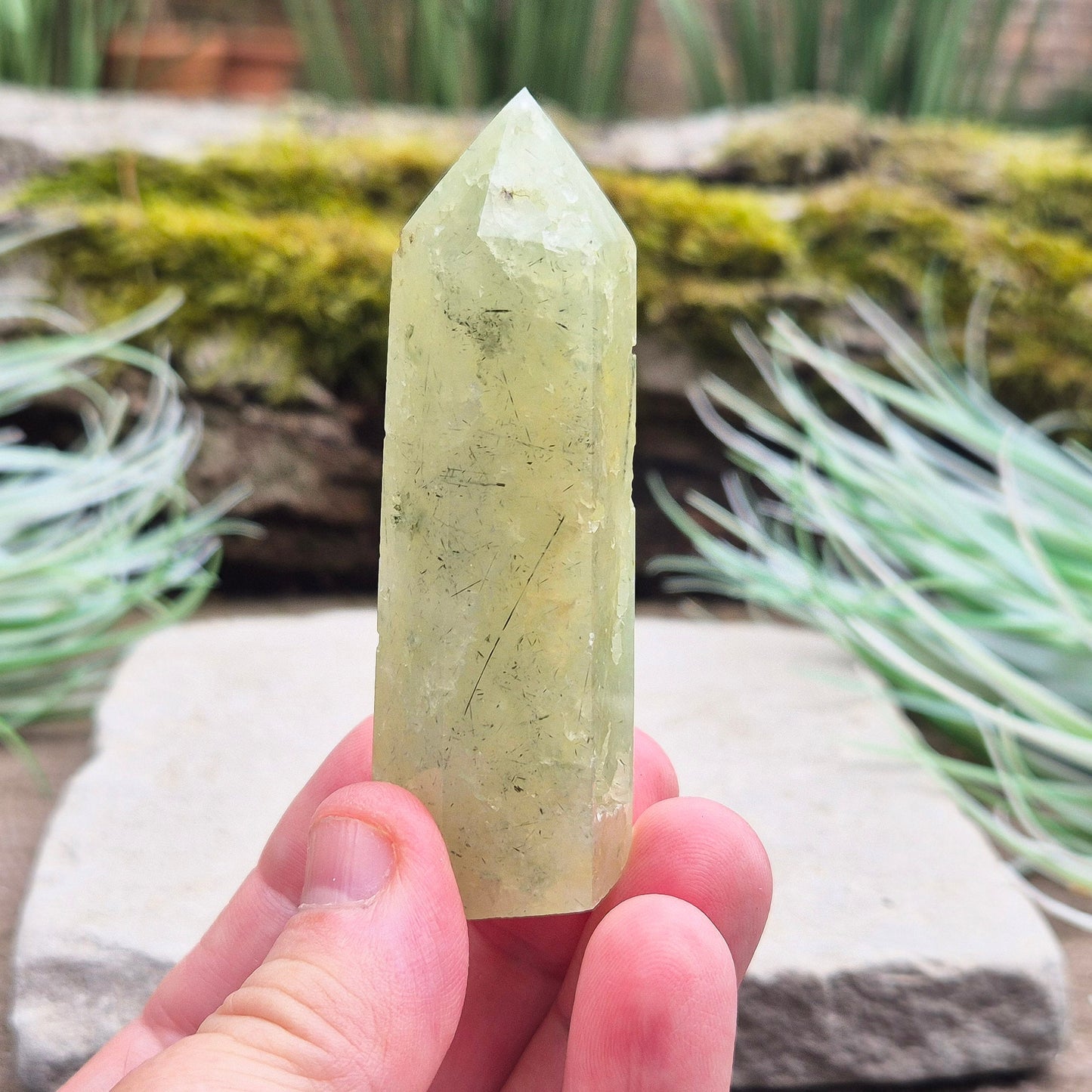 Prehnite Crystal Point with Natural Cavities