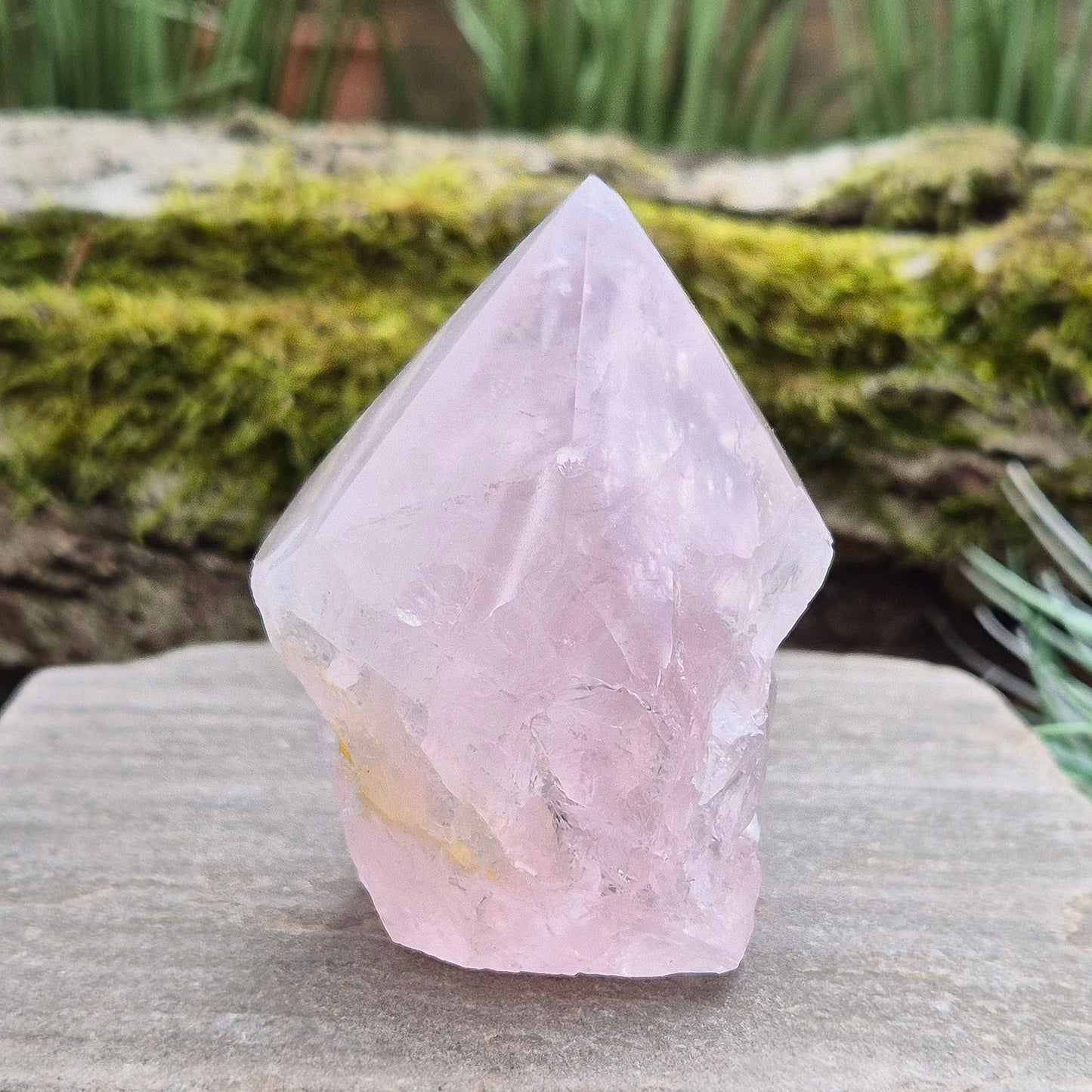 Rose Quartz Crystal Standing point from Brazil. This rose quartz is a lovely pale pink colour.