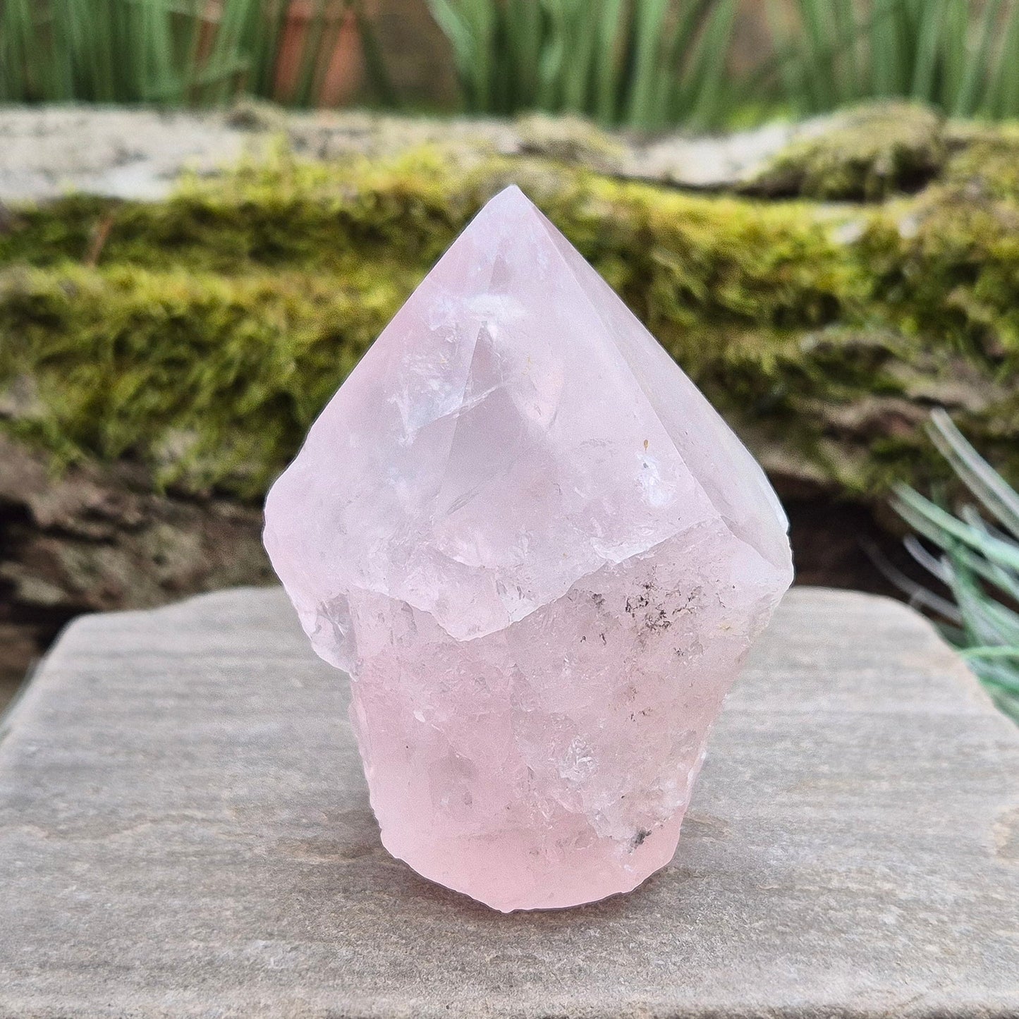 Rose Quartz Crystal Standing point from Brazil. This rose quartz is a lovely pale pink colour.