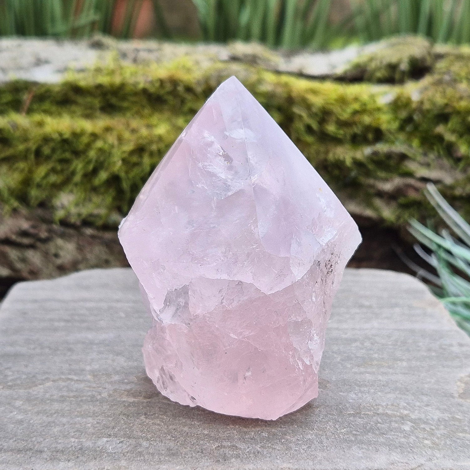 Rose Quartz Crystal Standing point from Brazil. This rose quartz is a lovely pale pink colour.