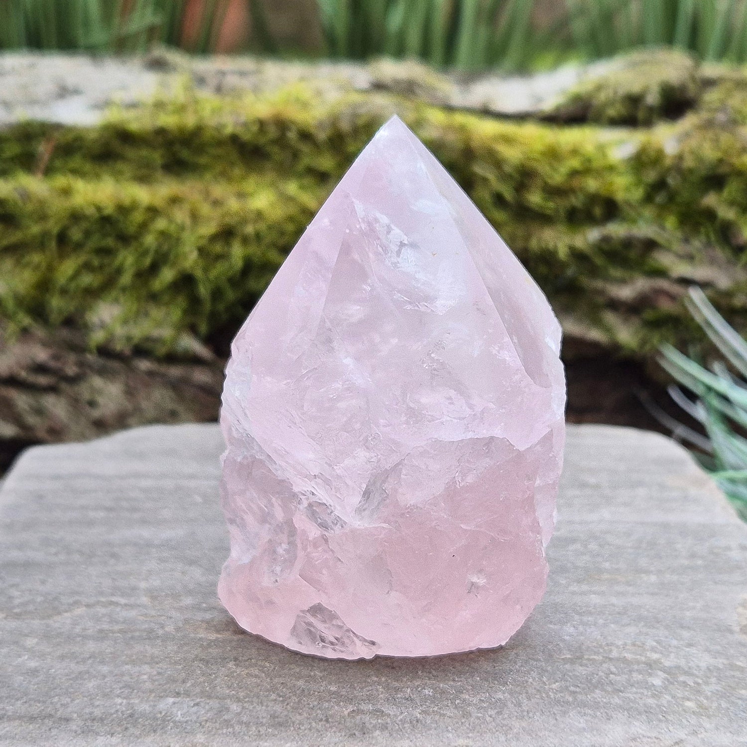 Rose Quartz Crystal Standing point from Brazil. This rose quartz is a lovely pale pink colour.