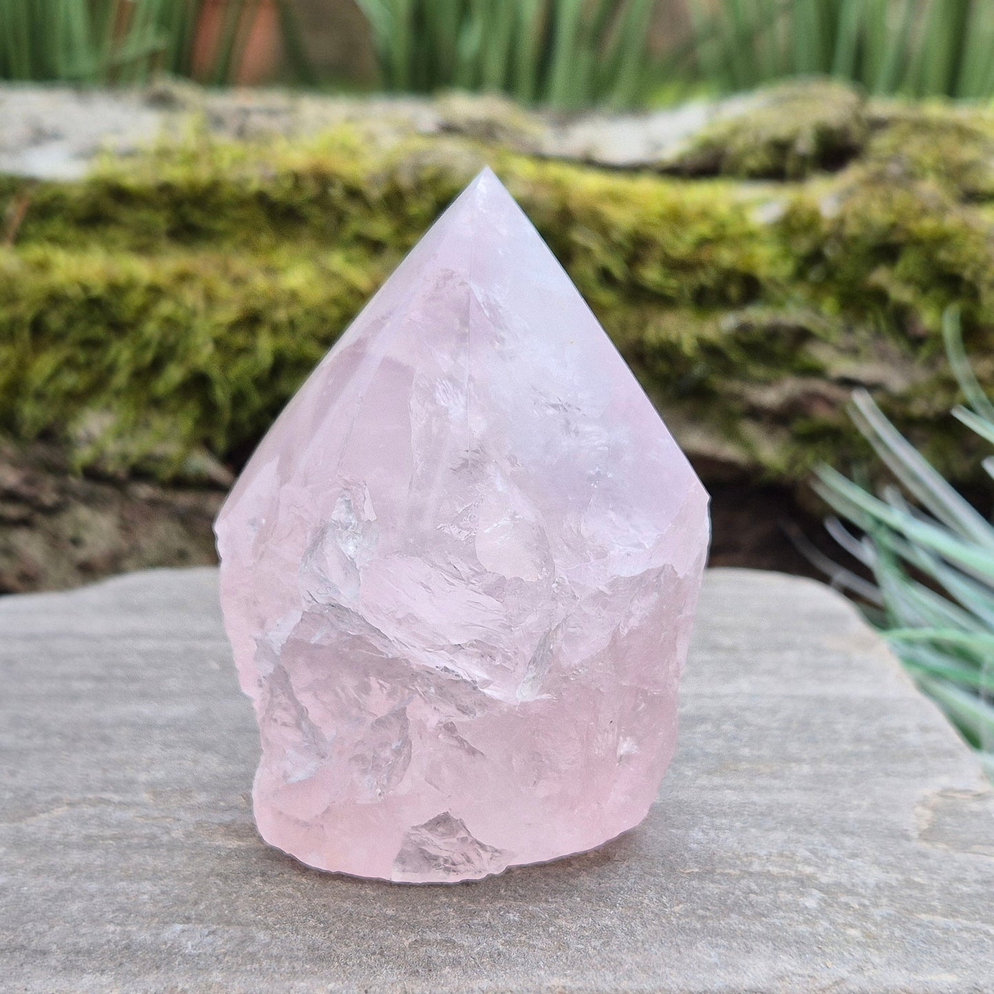 Rose Quartz Crystal Standing point from Brazil. This rose quartz is a lovely pale pink colour.