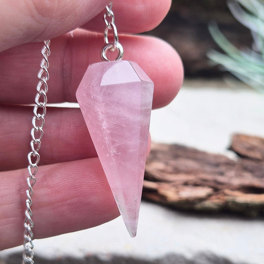 Rose Quartz Crystal Pendulum, Crystal Dowser