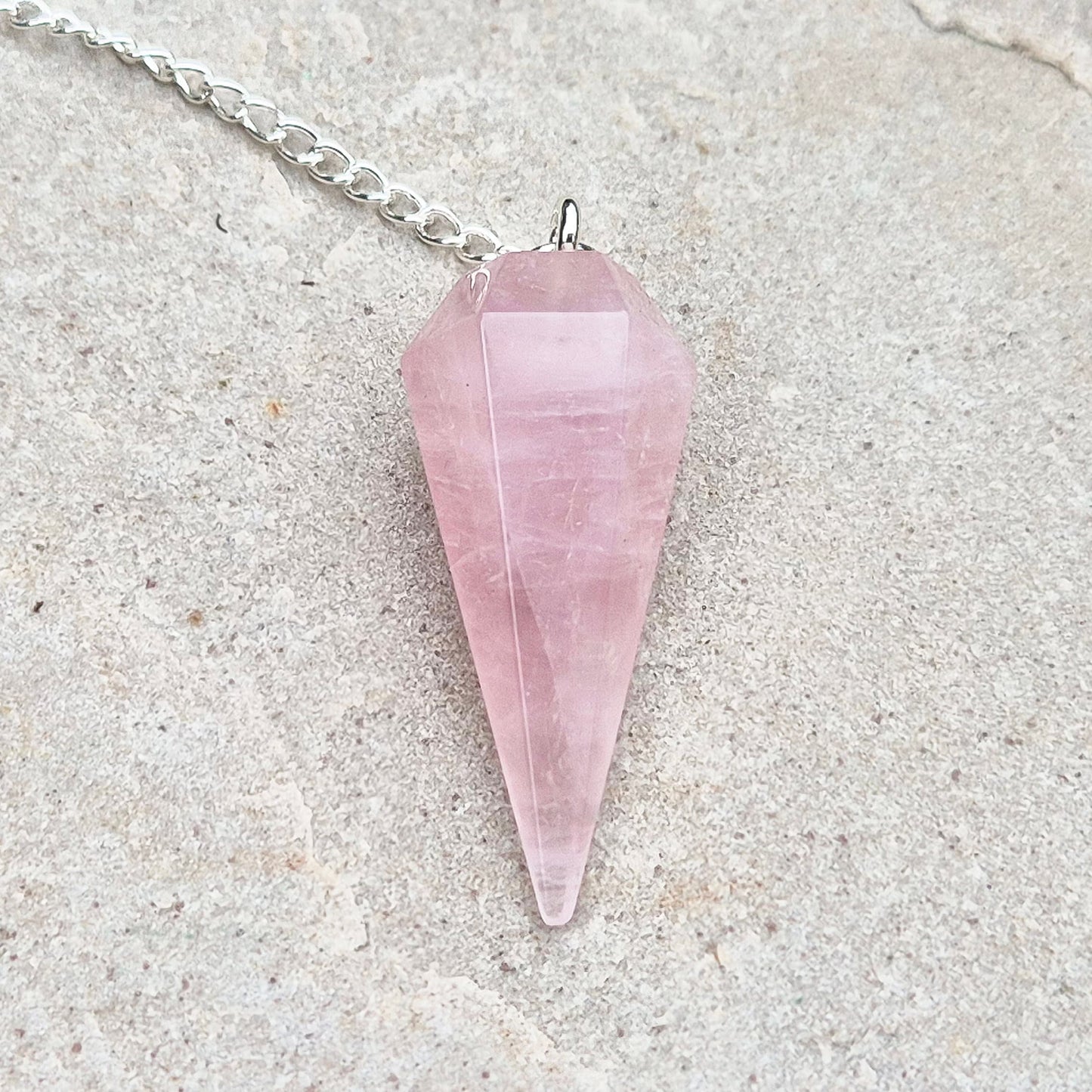 Rose Quartz Crystal Pendulum, Crystal Dowser