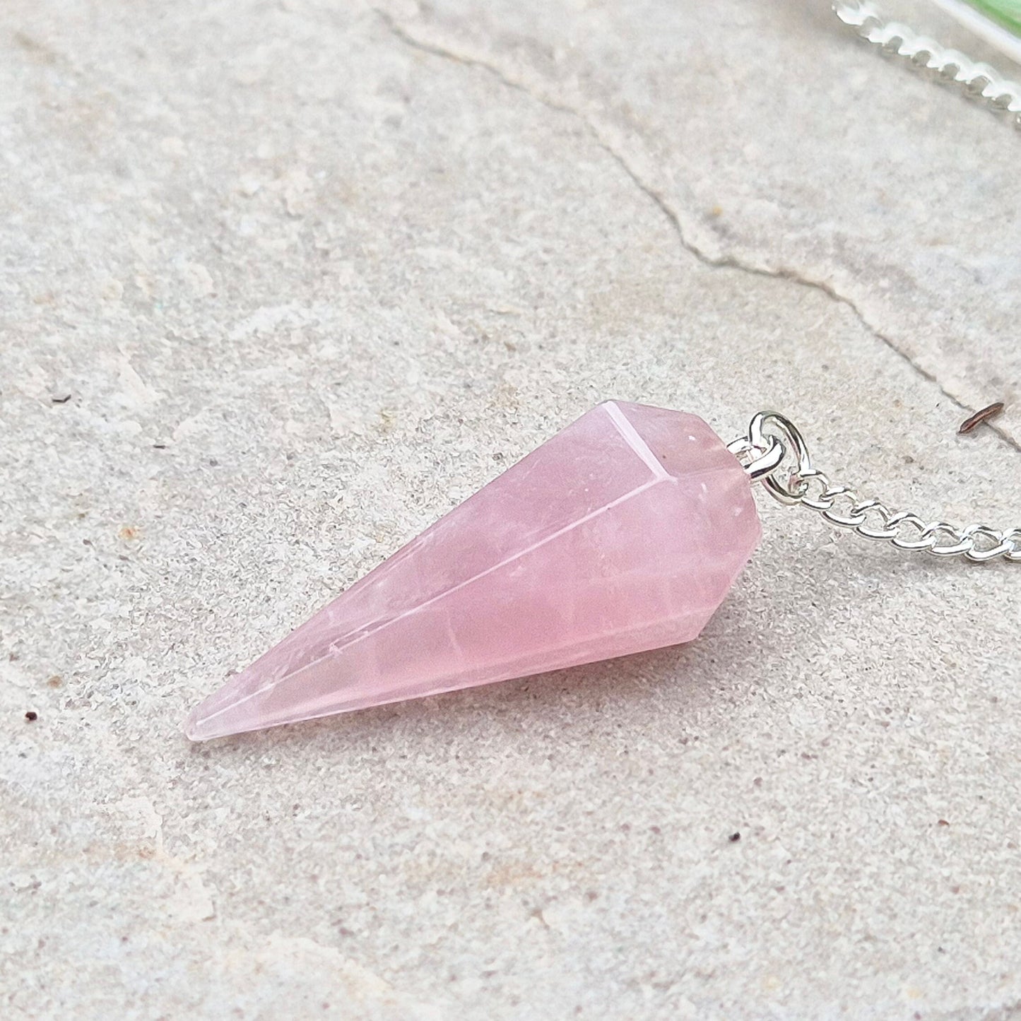 Rose Quartz Crystal Pendulum, Crystal Dowser