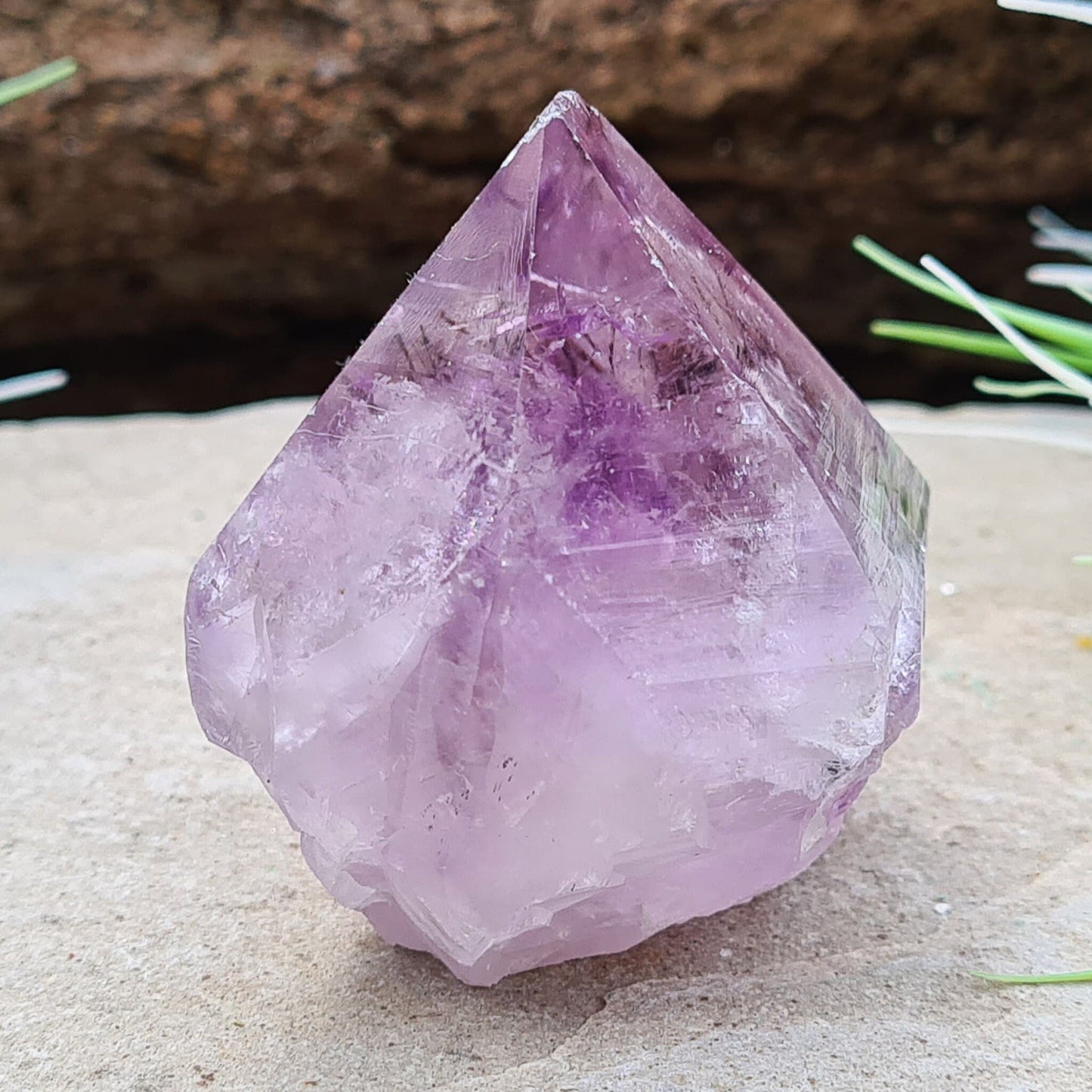 Amethyst Crystal Point with Goethite Inclusions