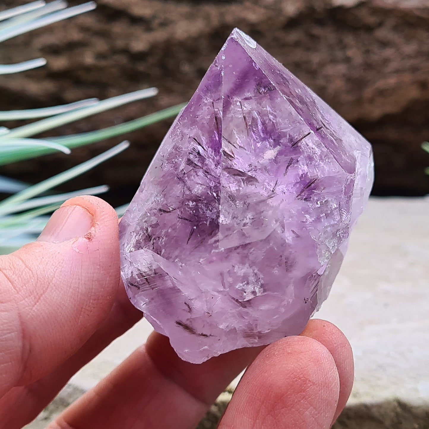 Amethyst Crystal Point with Goethite Inclusions