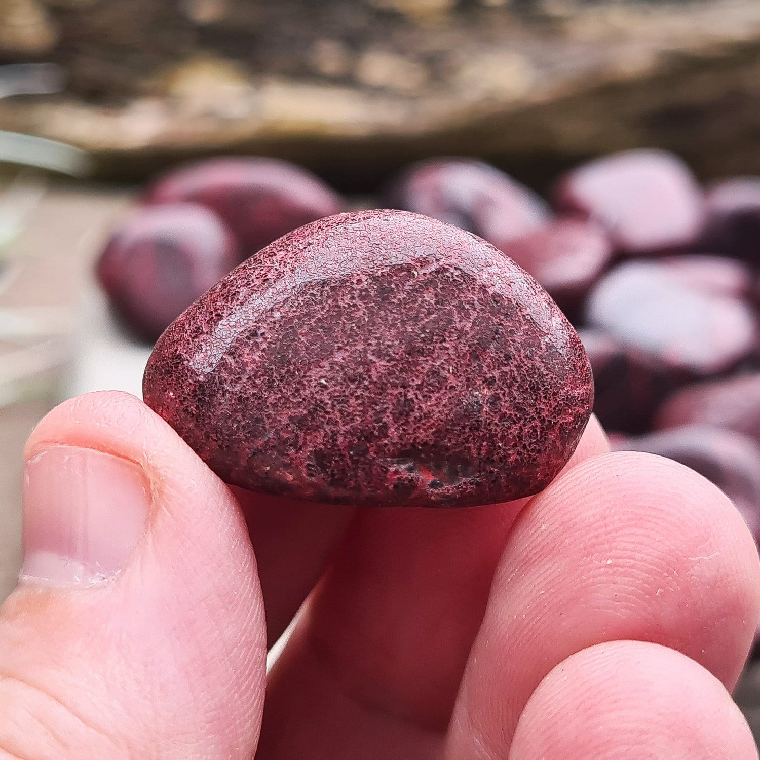 Cinnabar Tumble Stones from Spain. Also known as Dragon's Blood. 