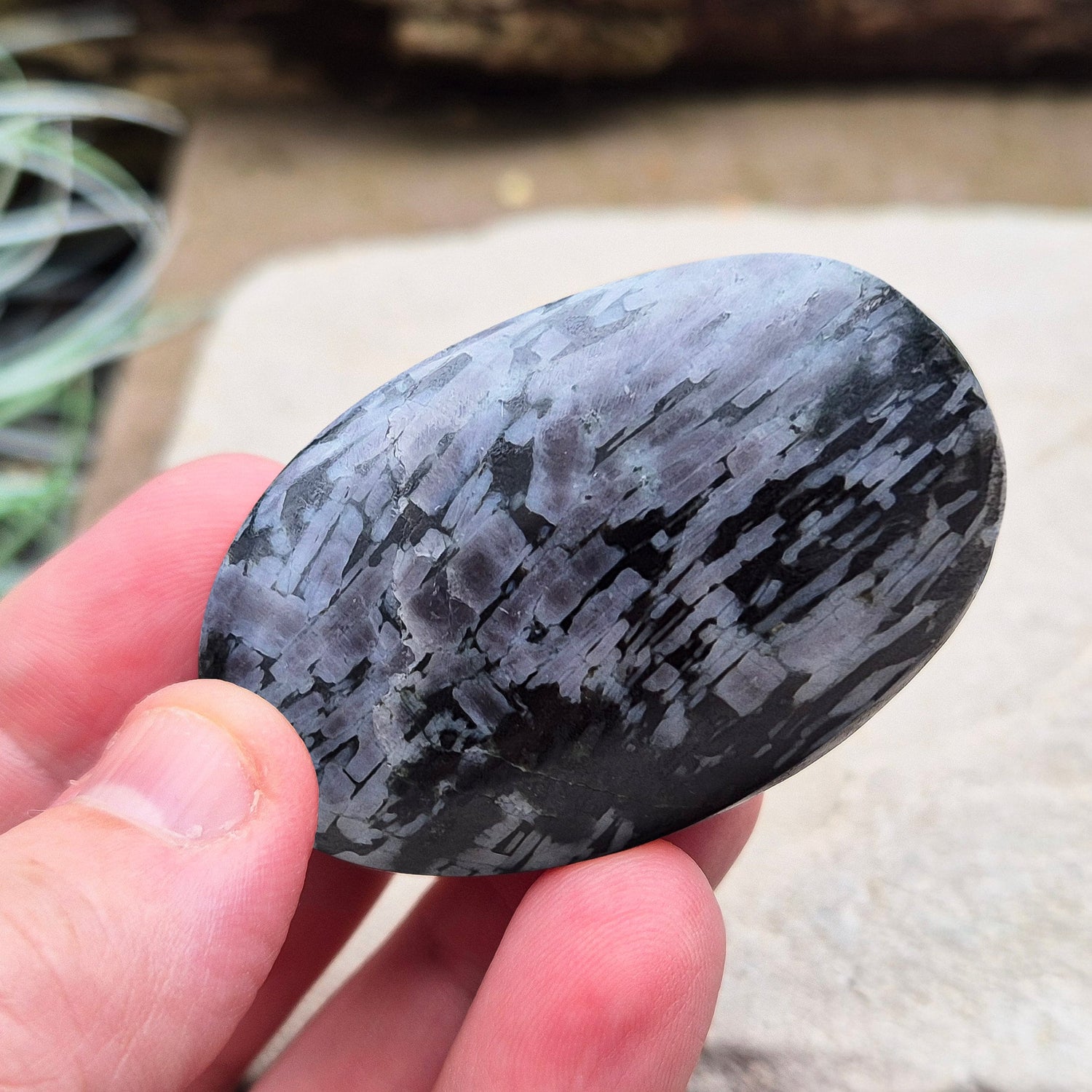 Indigo Gabbro Crystals, also known as Mystic Merlinite, originates from Madagascar. This a stunning stone formed deep within the Earth when molten magma cools slowly. 