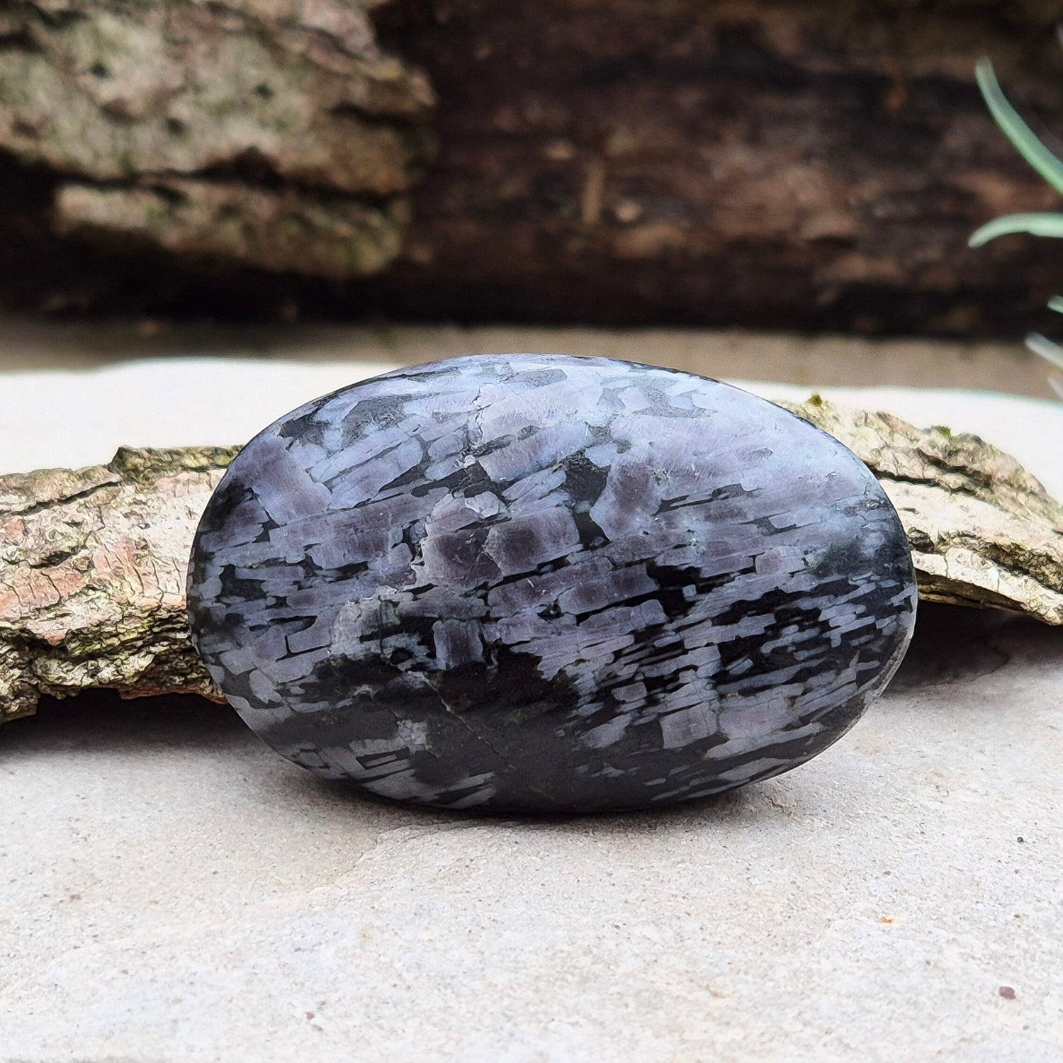 Indigo Gabbro Crystals, also known as Mystic Merlinite, originates from Madagascar. This a stunning stone formed deep within the Earth when molten magma cools slowly. 