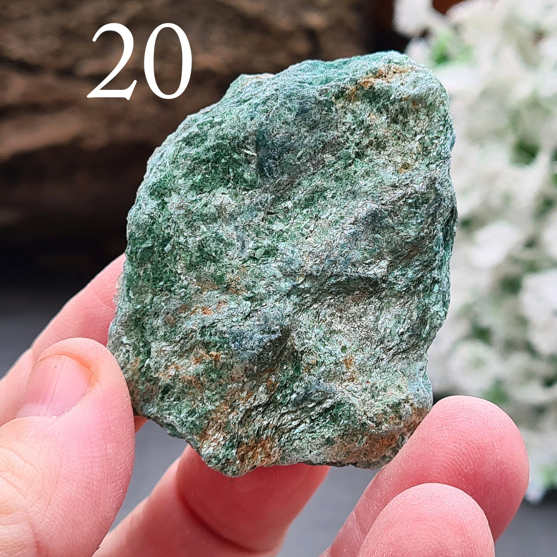 Fuchsite, natural pieces from Brazil. Also known as Green Muscovite. Sparkly green pieces in great sizes for a variety of uses. 