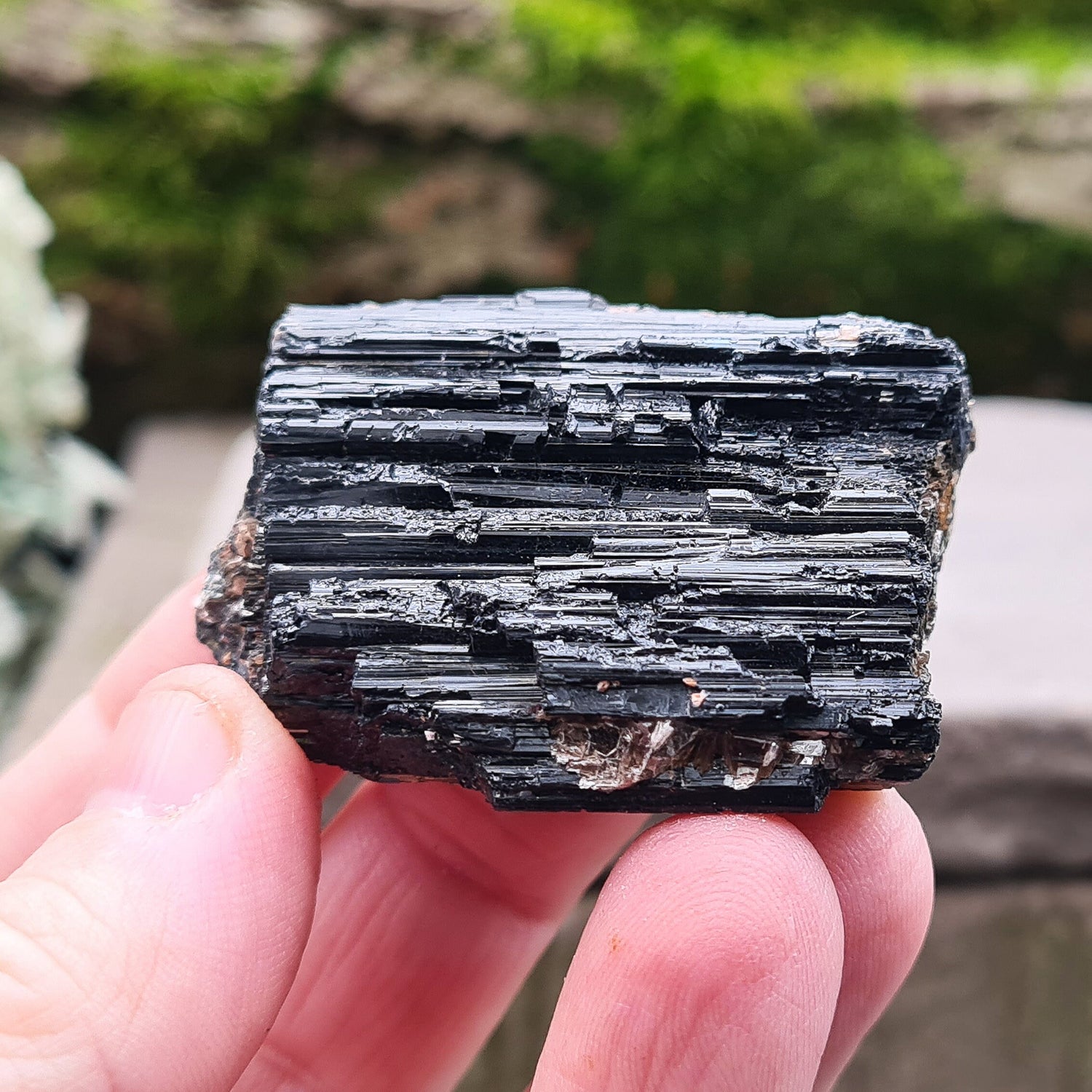 Natural Black Tourmaline crystal from Brazil. Really lovely natural piece of Black Tourmaline with a shiny lustre. Black Tourmaline is also known as Schorl.