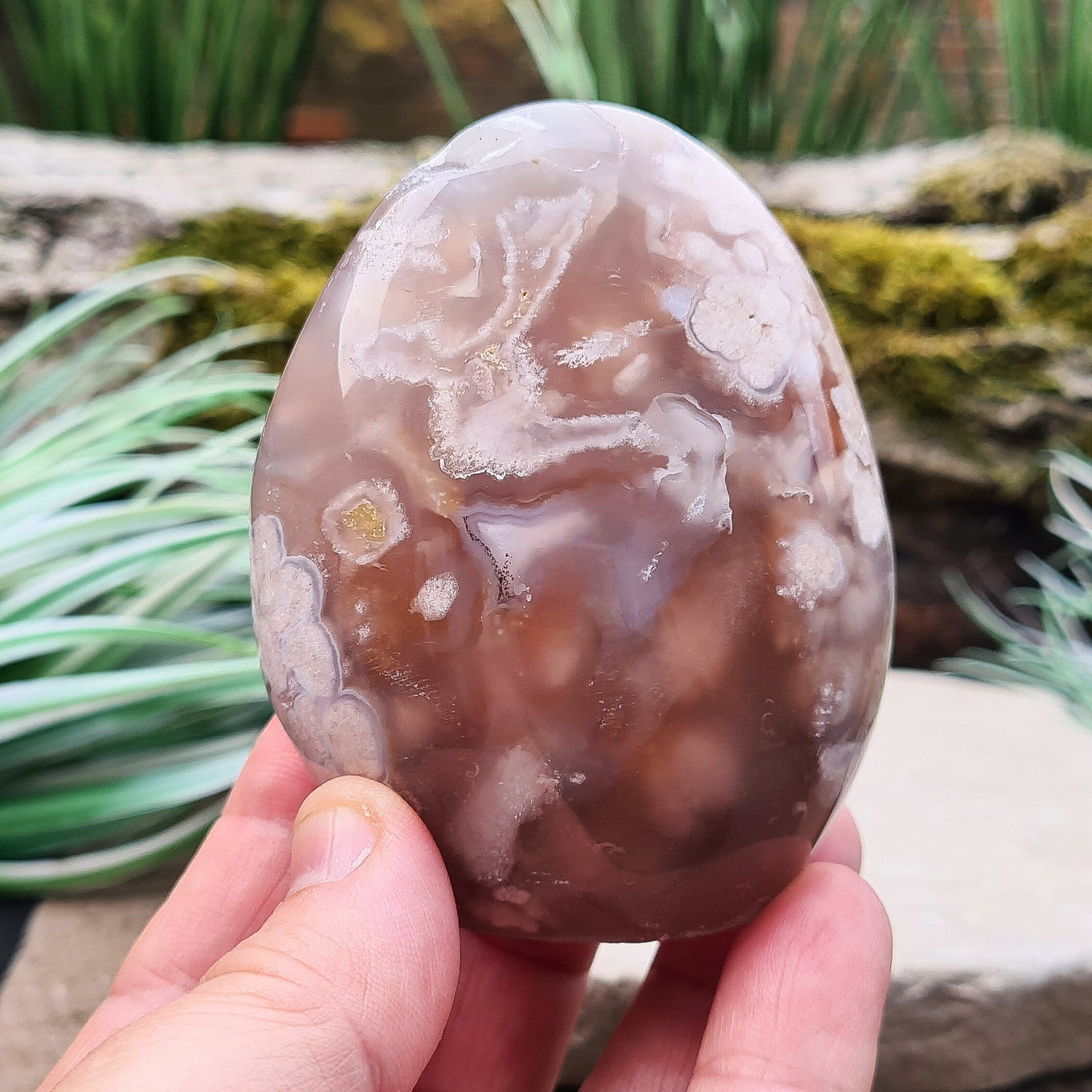 Flower Agate Crystal Free form also called Cherry Blossom Agate or Blossom Agate. 