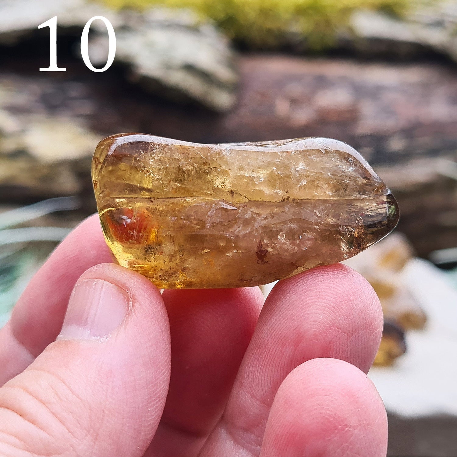 Natural Untreated Citrine Crystal from Africa, dark honey colour. Lightly polished. 