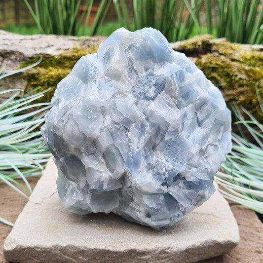 Blue Calcite Crystal, Natural, Self Standing from Mexico. This is a lovely pale blue crystal. Has a very calming and soothing energy about it.