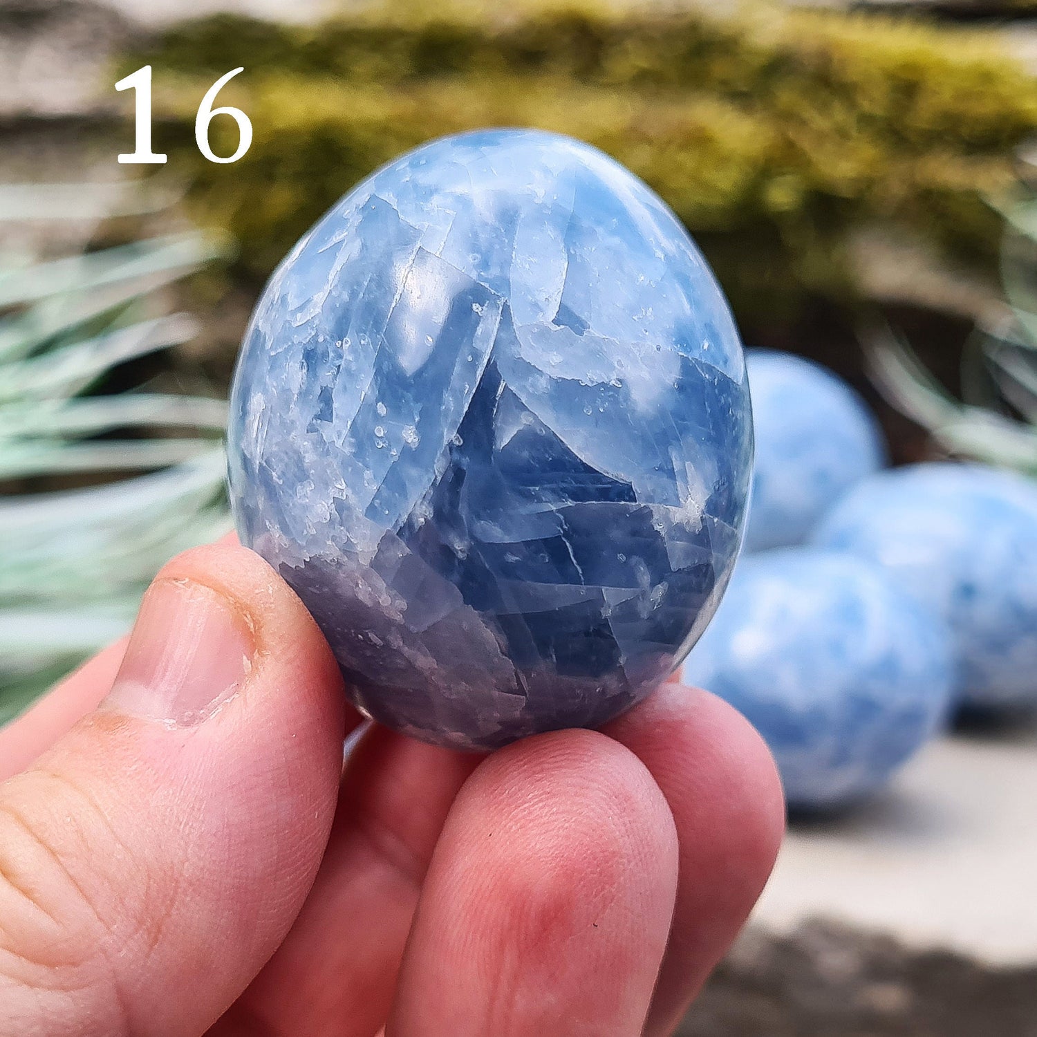 Blue Calcite Crystal, polished from Madagascar. High grade. These are a lovely bright blue colour. Almost spherical. Could be put on a sphere stand. Great size for a multitude of uses.