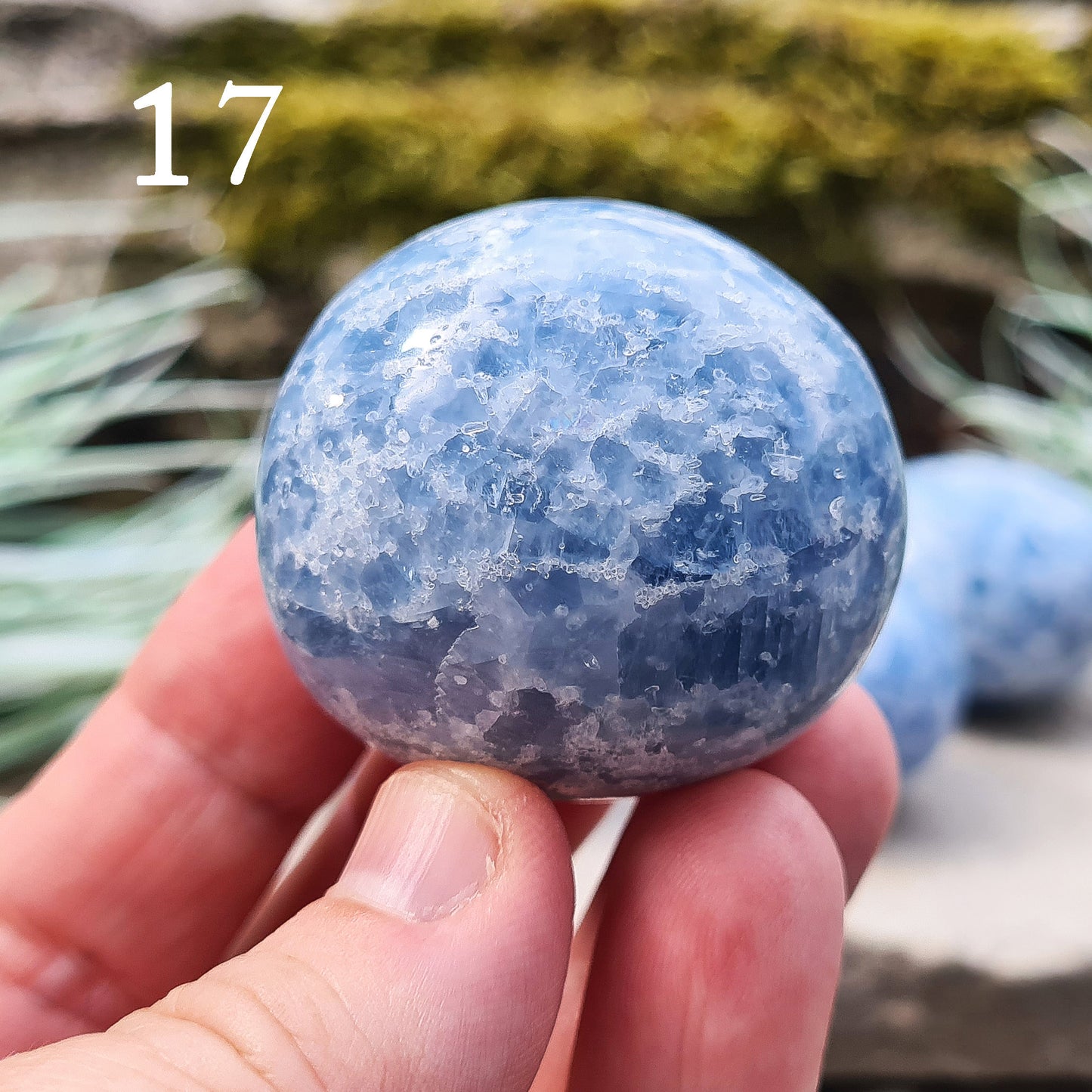 Blue Calcite Crystal, polished from Madagascar. High grade. These are a lovely bright blue colour. Almost spherical. Could be put on a sphere stand. Great size for a multitude of uses.