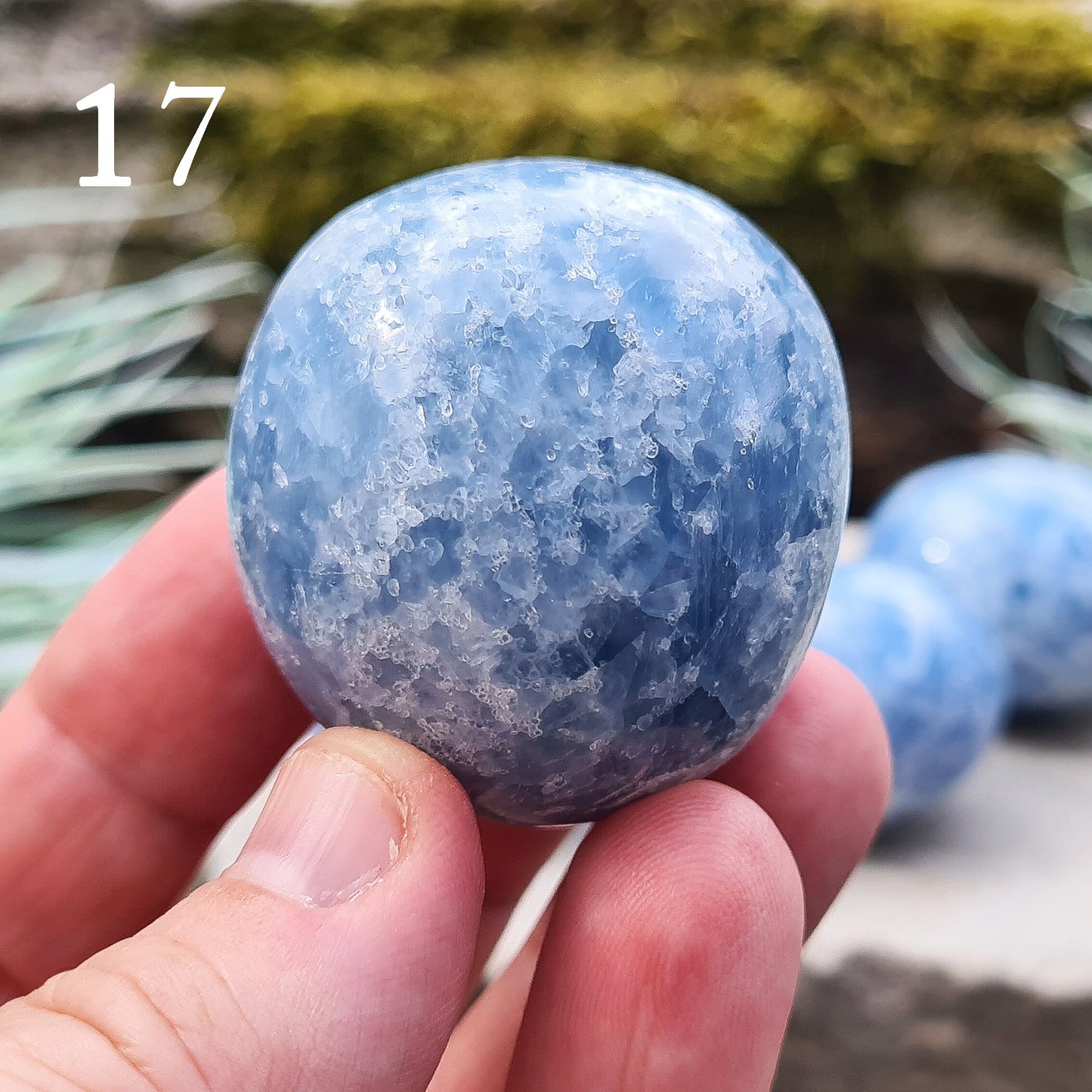 Blue Calcite Crystal, polished from Madagascar. High grade. These are a lovely bright blue colour. Almost spherical. Could be put on a sphere stand. Great size for a multitude of uses.