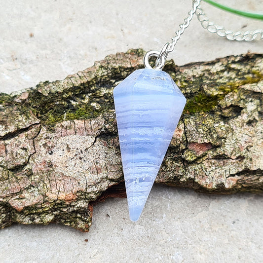 Blue Lace Agate Pendulum, Crystal Dowser