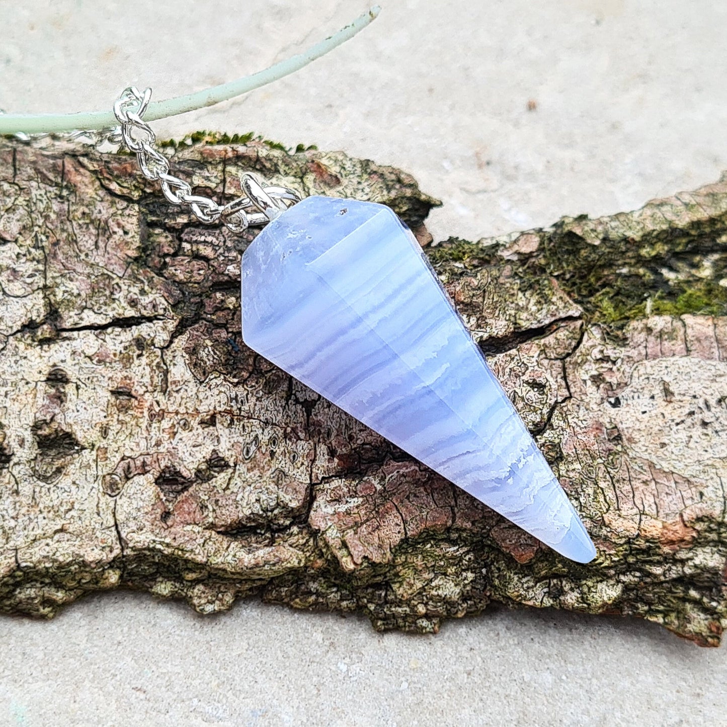 Blue Lace Agate Pendulum, Crystal Dowser