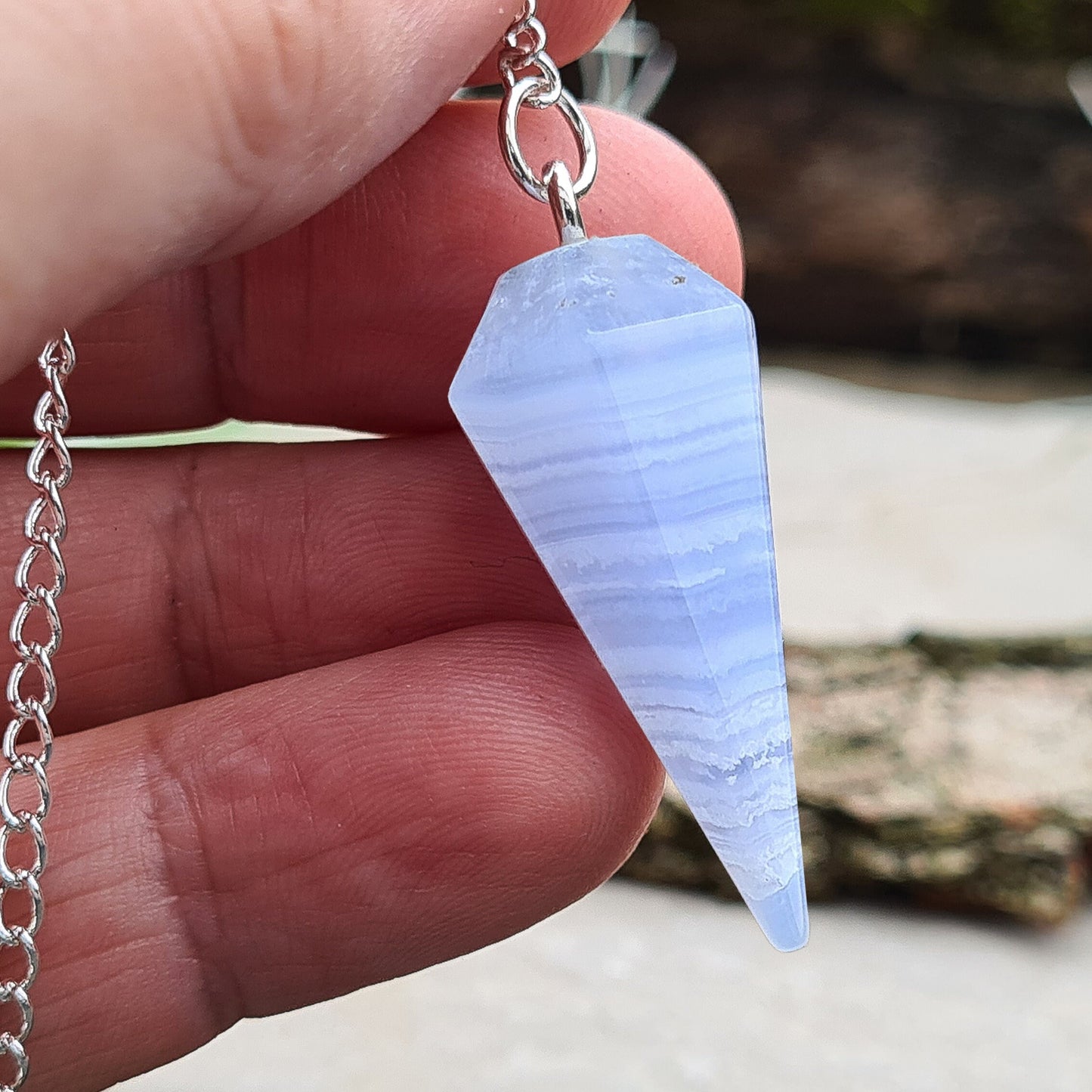 Blue Lace Agate Pendulum, Crystal Dowser