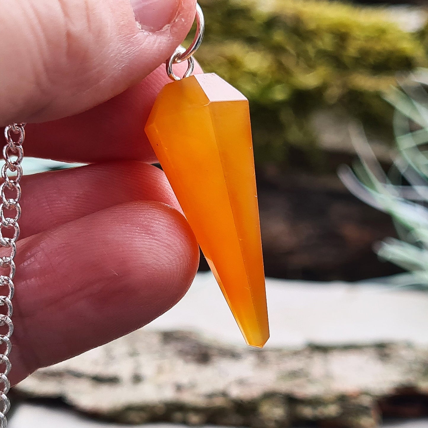 Orange Carnelian Crystal Pendulum