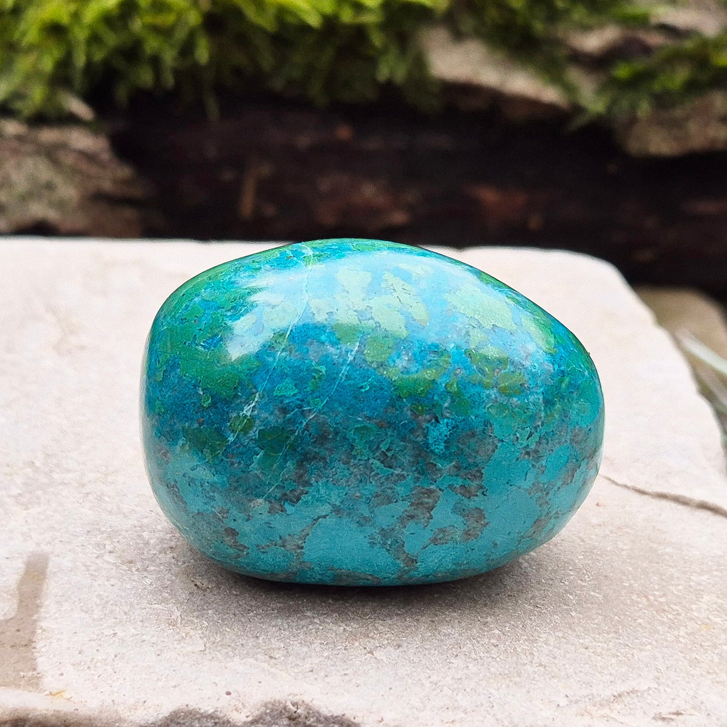 Chrysocolla Crystal Freeform from Mina Justa, Ica Region, Peru. Wonderful blue green patterning and colouring. Lovely quality.