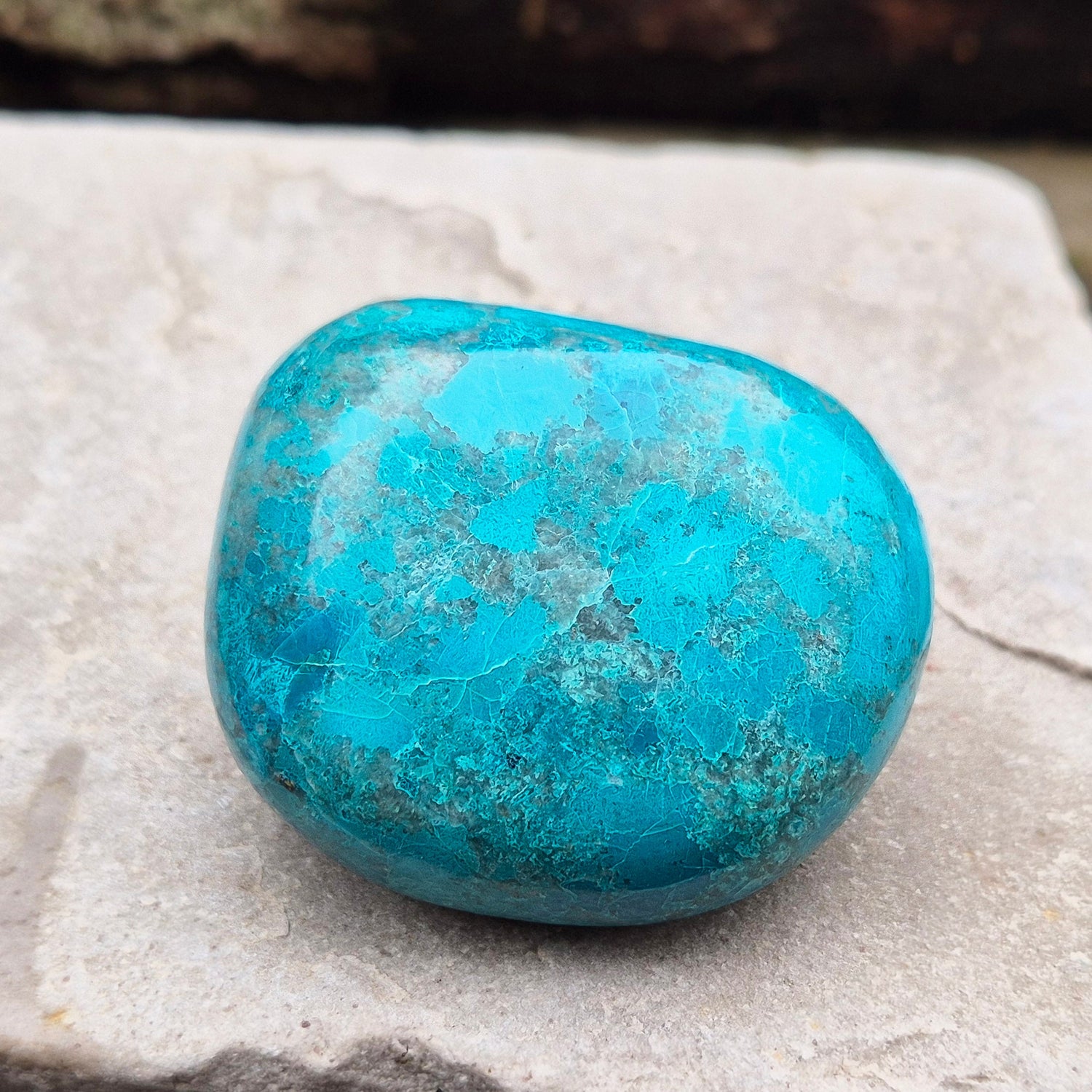 Chrysocolla Crystal Freeform from Mina Justa, Ica Region, Peru. Wonderful blue green patterning and colouring. Lovely quality.