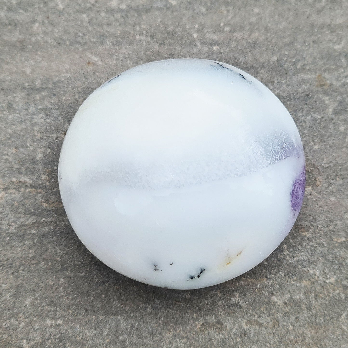 Merlinite Crystal Galet, White Opal with Dendritic Inclusions