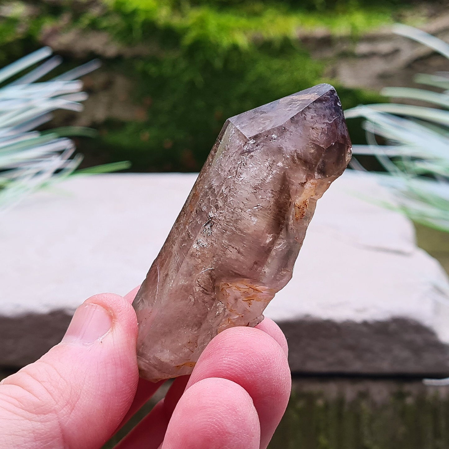 Shangaan Amethyst Crystal, Complex Sceptre and window quartz with smoky and hematite inclusions. Mined by the Shangaan tribal people in the Chibuku Mine, Zimbabwe, near Mozambique's border.