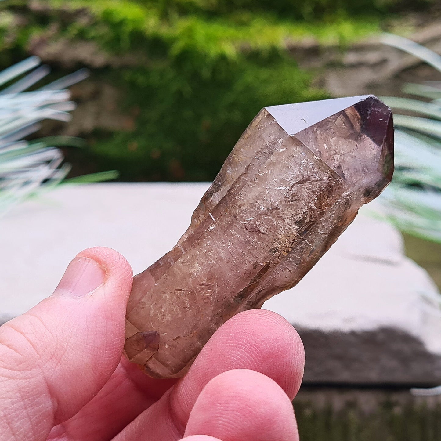 Shangaan Amethyst Crystal, Complex Sceptre and window quartz with smoky and hematite inclusions. Mined by the Shangaan tribal people in the Chibuku Mine, Zimbabwe, near Mozambique's border.