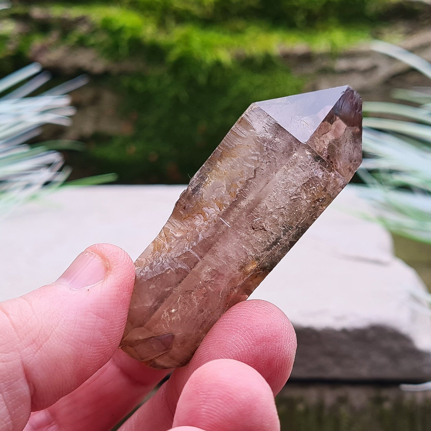 Shangaan Amethyst Crystal, Complex Sceptre and window quartz with smoky and hematite inclusions. Mined by the Shangaan tribal people in the Chibuku Mine, Zimbabwe, near Mozambique's border.