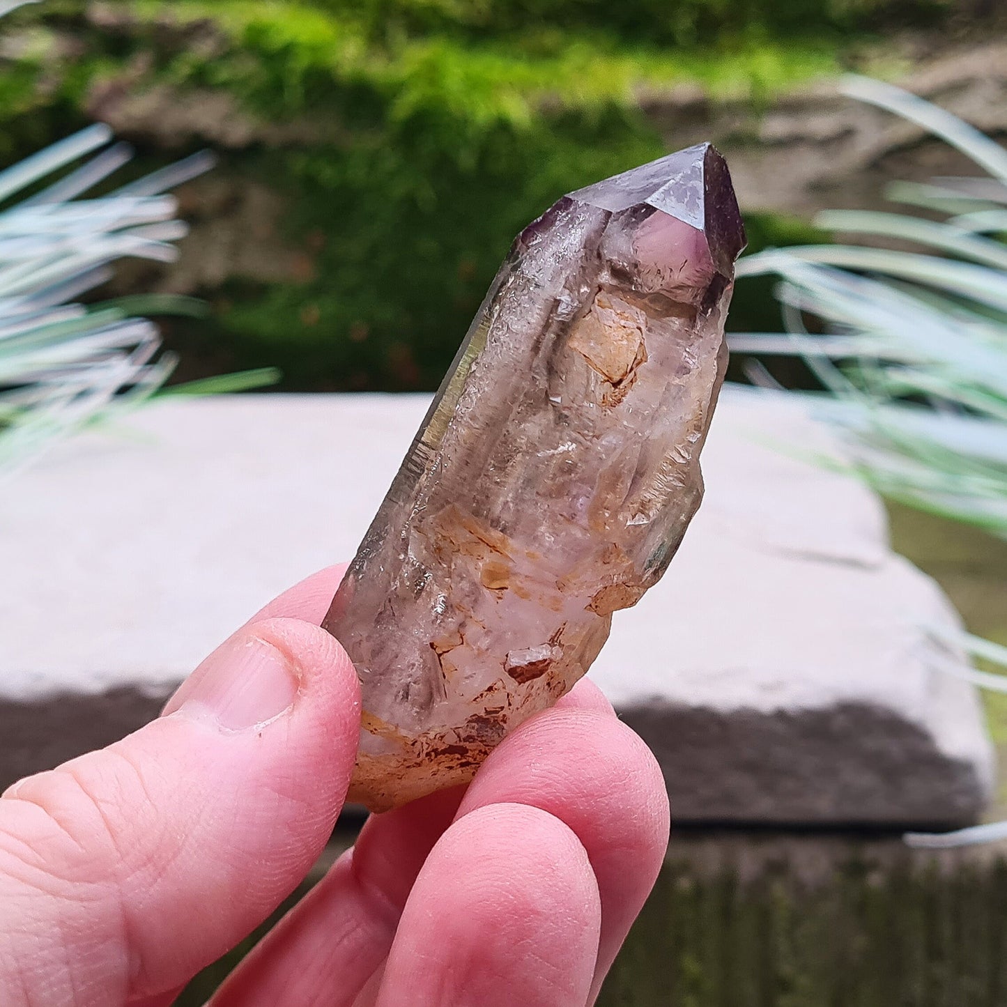 Shangaan Amethyst Crystal, Complex Sceptre and window quartz with smoky and hematite inclusions. Mined by the Shangaan tribal people in the Chibuku Mine, Zimbabwe, near Mozambique's border.